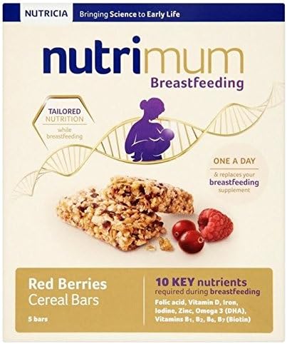 Nutrimum Red Berries Breastfeeding Cereal Bar 5 x 40g - Pack of 2