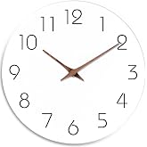 Mosewa Wall Clock Battery Operated 8" Silent Non-Ticking Simple(White) | Analog Kitchen Home Bathroom Living Room Bedroom Office Mordern Simple