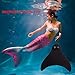 GOALUKK Mermaid Tails with Monofin for Swimming,Training Diving Fins Swim Fins for Kids and Adults(Black) (S-Child size)