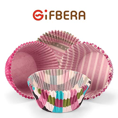 Gifbera Bright Standard Cupcake Liners, Pink/Green Multi-Colored Paper Baking Cups, 200-Count