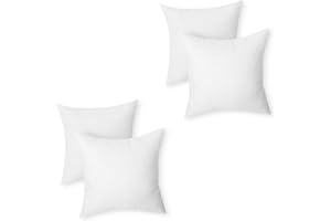 鶹 Basics Square Hypoallergenic Pillow Insert, Sofa Bed Couch Decorative Stuffer, 18", 4 Pack