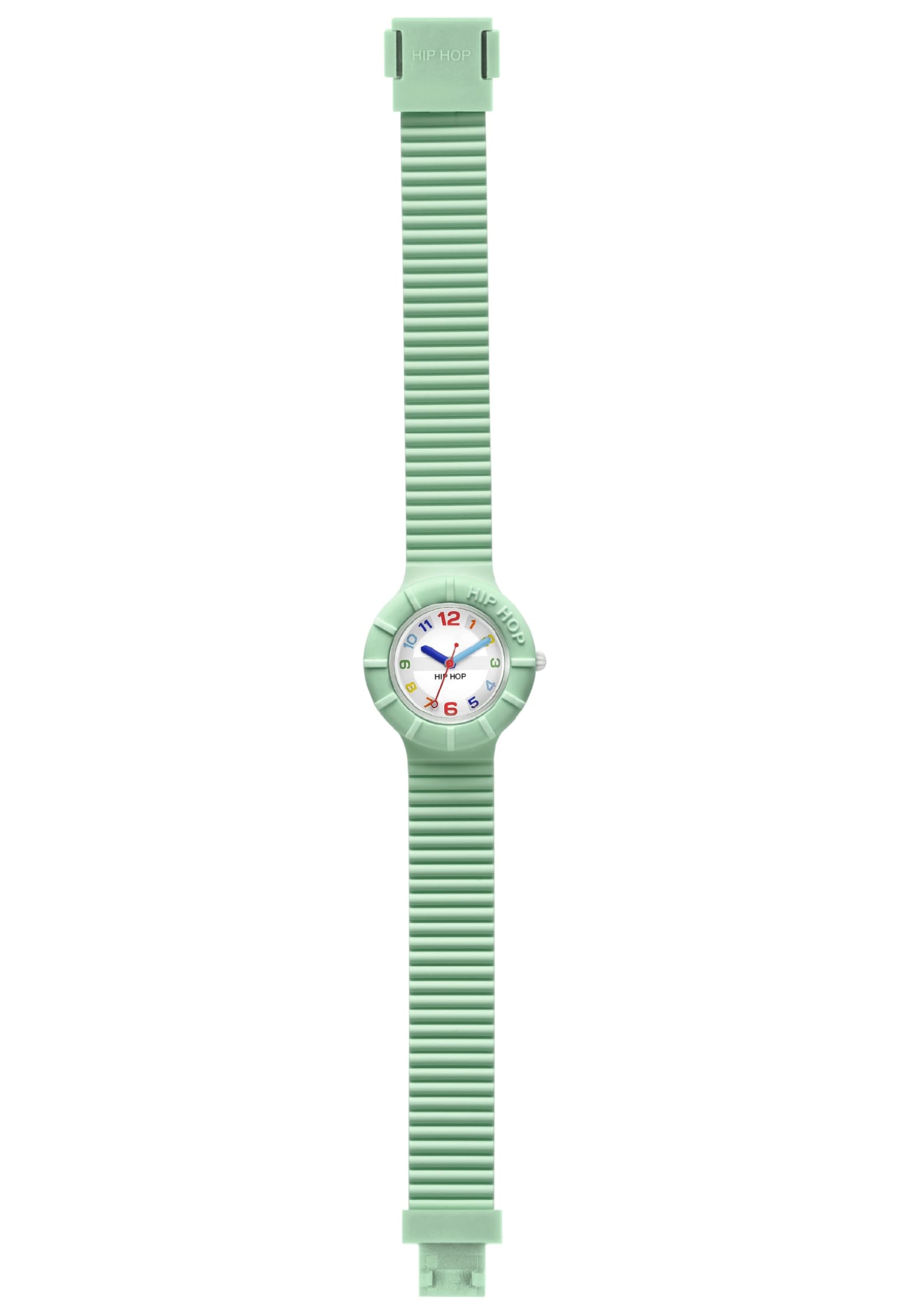 Hip Hop Numbers Time-Only Women's Watch, Completely Light Green with Coloured Numerals, with Soft Silicone Water Resistant Strap HWU0465