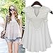 AMZ PLUS Plus Size Women Sexy Lace Blouses V-Neck Shirts Chiffon Sleeveless Top White XXXXL