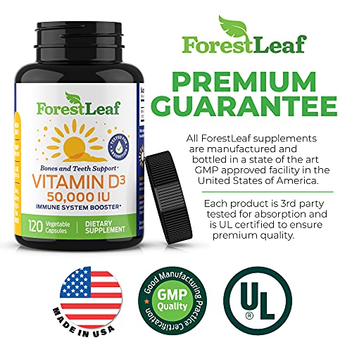 Forest Leaf Vitamin D3 50,000 IU Weekly Supplement 120 Vegetable