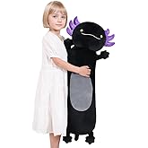 Dalmao 36" Giant Black Axolotl Stuffed Animal, Cute Soft Long Axolotl Plush Body Squishy Pillow Big Plushies Toy, Gift for Kids, Boys, Birthdays, Halloween, Christmas