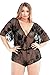 Fantasy Lingerie Women's Plus-Size Stretch Lace Romper with Adjustable Waist, Black, 1X/2X