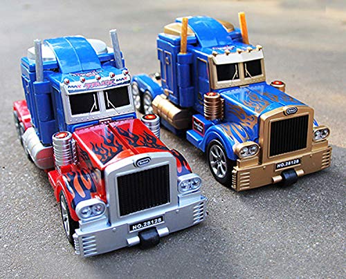 YARMOSHI Robot Truck 2 in 1 Action Figure, Autobot. This Remote Control Fighter Toy has a USB Connection for Easy Charging. Made of Safe, Sturdy Materials, (Blue-Gold)