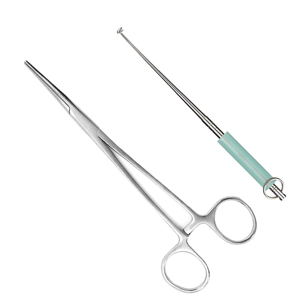 Skystuff 1 Pack Curved Fishing Forcep (7in) 1Pcs Fishing Hook Remover Fishing Bait Tool for Unhooking Fish, Removing Carp Pike, Suitable for Various Situations