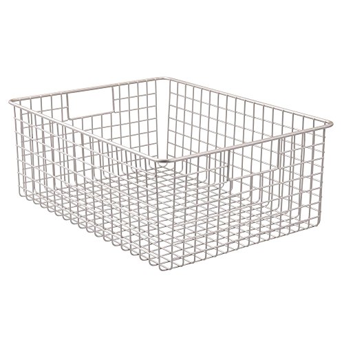 iDesign Classico Wire Storage Basket, Satin Silver, 12 x 16 x 6 Inch, 1