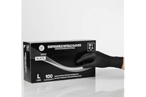 Mira Pak Black Nitrile Gloves - Latex & Powder-Free, Textured, Food-Safe Disposable for Cooking, Cleaning, Industrial Use