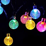 Globe Battery Operated String Lights with Timer - RECESKY 30 LED 17.5ft Fairy Crystal Ball Decor Lighting for Outdoor Indoor Garden Patio Home Xmas Wreath Christmas Tree Decorations - Multi Color