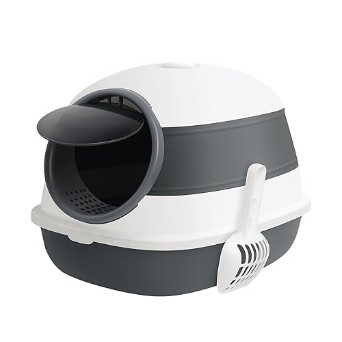 Petour Foldable Enclosed Litter Box with Odor-Barrier Cover, X