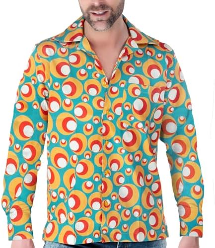 Amazon.com: Zen Retro Mens Large Collar 70s Shirt Pink L