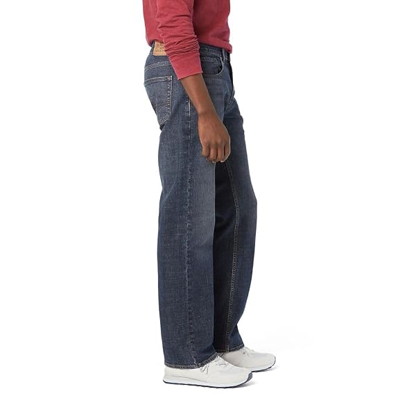 LEVI STRAUSS SIGNATURE GOLD MEN’S RELAXED FIT FLEX JEANS, MYSTIC MAZE-STRETCH WAISTBAND, 36WX30L