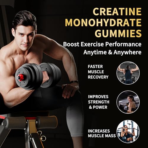 OUYIYUA Creatine Monohydrate Gummies 5000mg for Men & Women - Sugar Free Pre-Workout Supplement, Chewables for Muscle Strength, Muscle Builder, Energy Boost, Mixed Berry Flavor, 120 Count