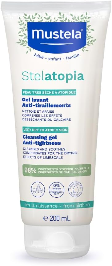 Mustela Stelatopia Cleansing Gel 200ml, Gentle Skin Wash for Dry Skin, Pack of 1