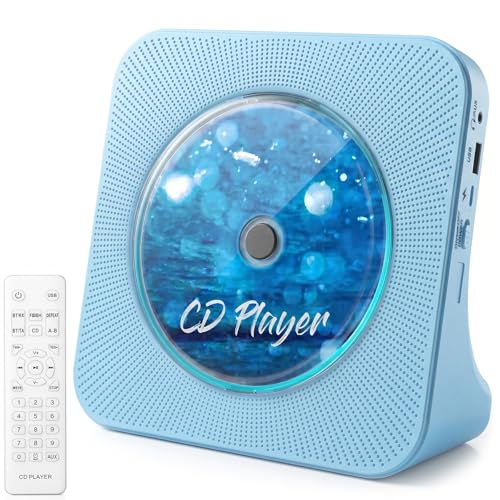Gueray CD Player Bluetooth CD-Player mit Lautsprecher Unterstützt Fernbedienung Anzeige FM Radio mit CD Players USB- Kartenwiedergabe 3,5 mm AUX Wecke