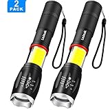 2 Pack Led Flashlight, Ledeak Tactical Flashlight Super Bright 1000 Lumen COB Work Light 2 in 1 with Magnetic Base, 6 Light Modes Handheld Portable Powerful for Camping Hiking Emergency