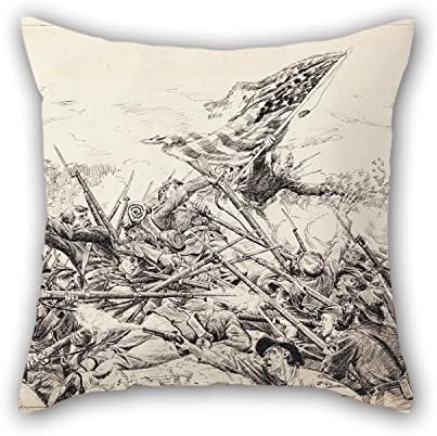 Oil Painting William Brooke Thomas Trego - Hancock's Corps Assaulting The Works At The 'Bloody Angle.' Pillow Cases 16 X 16 Inches / 40 By 40 Cm Gift Or Decor For Play Room Couch Boy Friend Outdoo