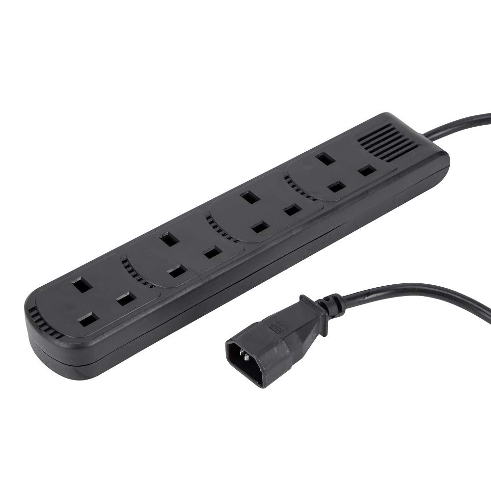 Computer Spares 2m IEC C14 Plug to 4 Gang Mains Power UK Socket
