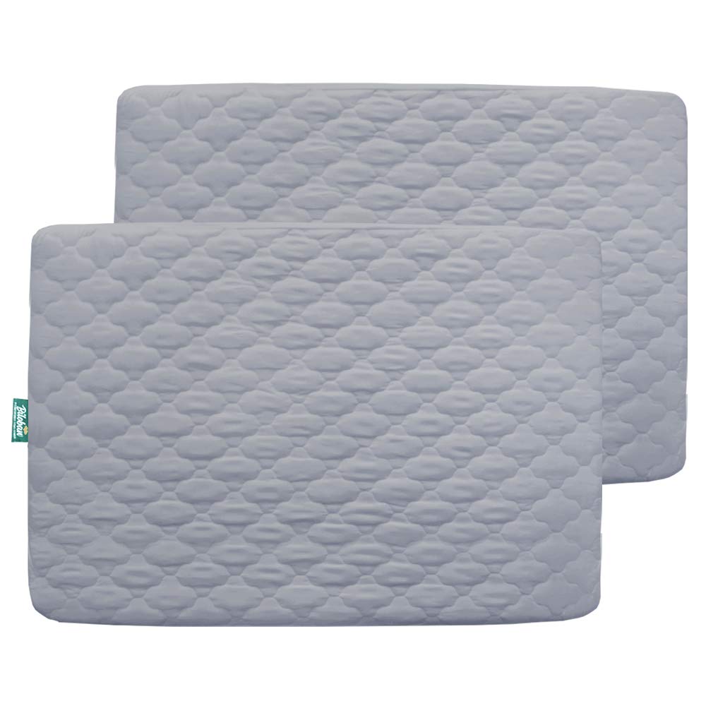 Sheet for Pack and Play Quilted Waterproof Protector, 2 Pack Premium Mattress Pad Cover 39" X 27" Compatible with Graco Pack n Play or Other Playard Mattress, Portable Mini Crib, GrayOEKO-TEX STANDARD 100