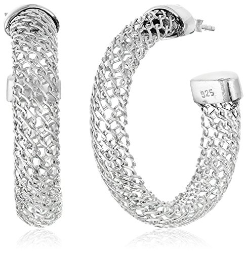 Sterling silver mesh hoop earrings