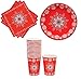 Christmas Paper Plates, Napkins and Cups With Snowflake Design