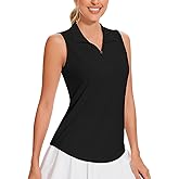 Soneven Women's Sleeveless Golf Polo Shirts Zip Up Tennis Shirt Dry Fit Tank Tops Athletic Shirt