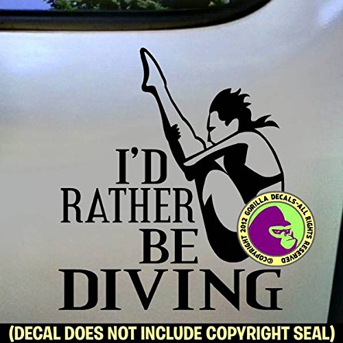 RATHER BE DIVING Springboard Diver FEMALE Vinyl Decal Sticker A - Thumbnail 2