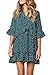 MITILLY Women's Summer V Neck Ruffle Polka Dot Pocket Loose Swing Casual Short T-Shirt Dress
