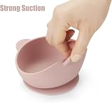 PandaEar Silicone Baby Bowls with Suction 3 Pack Pink Rose Linen view 6
