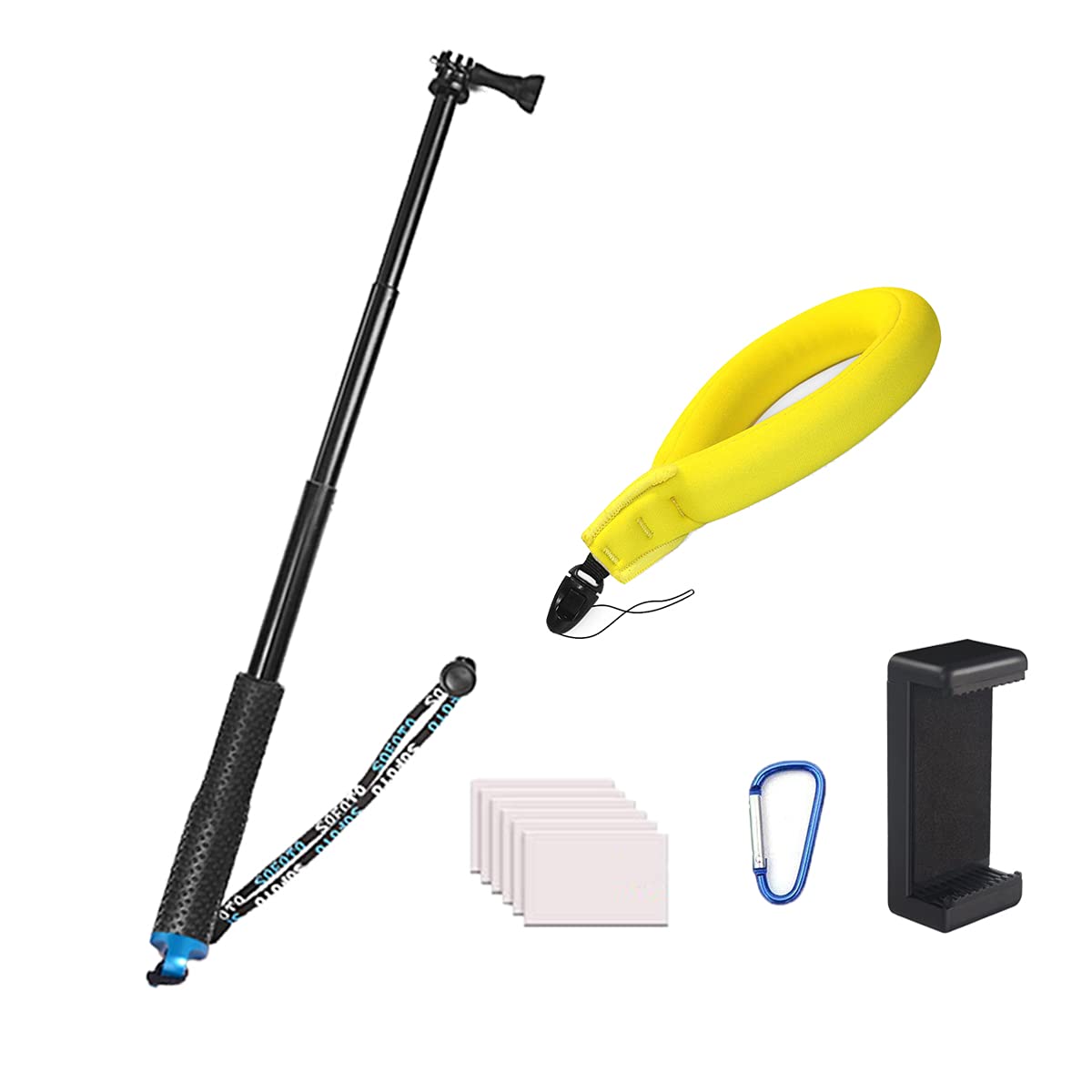 WLPREOE Waterproof Camera Float + 19” Selfie Stick Hand Grip Extension Portable Adjustable Monopod Pole for iPhone 12 11 X 8 7 Series for GoPro Hero 10 9 8 MAX 7 Black Silver White/6/5 Black/5S/4/3