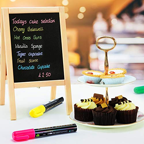 Liquid Chalk Markers, 12 Pack of Neon Chalk Pens for Nonporous Chalkboards, Blackboards, Glass and Windows (Arts Chalk Markers with Reversible Bullet and Chisel Tip)