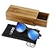 GEARONIC Polarized Wood Wooden Mens Womens Bamboo Vintage Sunglasses Eyewear with Bamboo box - Blue