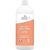 Earth Mama Sweet Orange Baby Wash Liquid Foaming Hand Soap Refill, Organic All Purpose Body Wash for Sensitive Skin, Castile 