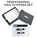 TWEEZZY Professional Grade Nail Clippers Set - Toenail Clipper for Thick Nails, Fingernail Clipper, Emery Board for Filing & PVC Storage Bag - Luxurious Manicure Set for Men & Women - Sharp Blades