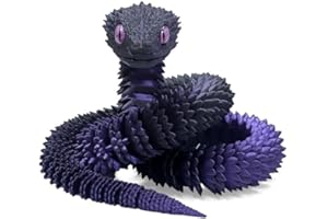 SGYYSG 30 Inch 3D Printed Snake - Movable Articulated Snake, Perfect 3D Printed Animals for Educational Toys! Must-Have Toys for Kids and Collectors, Home Office Executive Desk Decor (Black Purple)