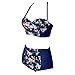 Fanssie Elegant Retro Vintage Floral High Waisted Swimsuit Bathing Suit