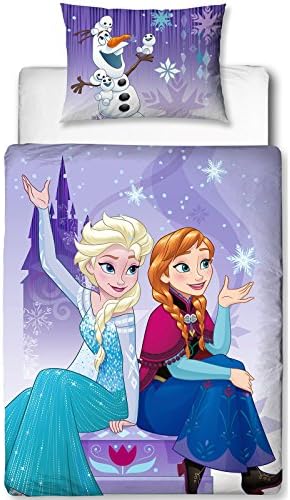 Disney Frozen Snowflake UK Junior/US Toddler Panel Duvet Set & Matching 66" x 72" Curtains (168cm x 183cm)