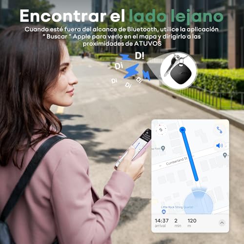 ATUVOS Air Tag Smart Tracker 4 Pack Black, Bluetooth Object Finder Works with Apple Search (iOS Only, Android Not Compatible), Locator for Keys, Suitcases, Luggage, Replaceable Battery.