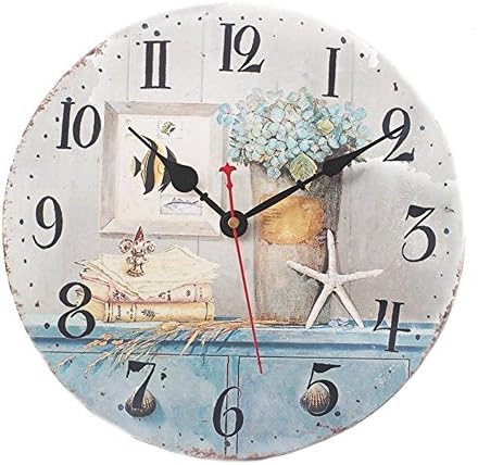 Wood Wall Clock, 12 inches Retro Style Non Ticking Silent Quartz Decorative Wall Clock for Room and Kitchen