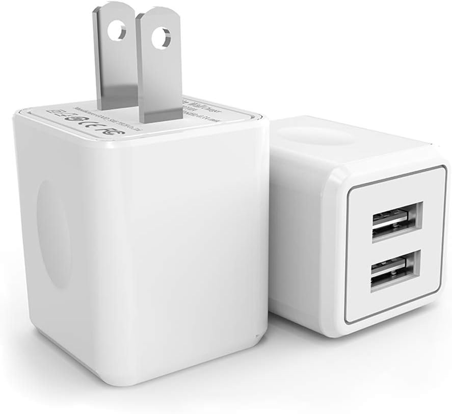 USB Wall Charger,Canyso 2Pack 2.1A/5V Dual Port USB Power Adapter Travel Plug Cube for iPhone X/8/7/6 Plus/SE/5S/4S,iPad,iPod,Samsung Galaxy S7/S6/S5 Edge,LG,HTC,Huawei,Moto,Kindle and More