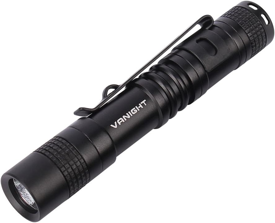 VANIGHT Mini LED Pocket Flashlight with Belt Clip Powered by 1 X AAA Battery