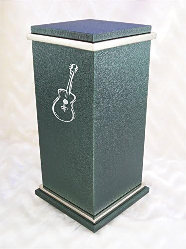 PERSONALIZED Custom Engraved Guitar Cremation Urn Vault by Amaranthine Urns, made in the USA, Peyton RG Painted Silver (up to 250 lbs living weight) (Rose Wine)
