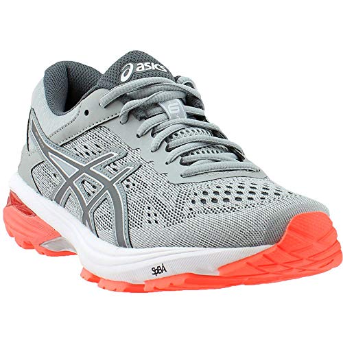 ASICS Womens GT-1000 6 Running Shoe, Mid Grey/Carbon/Flash Coral, 9 D US