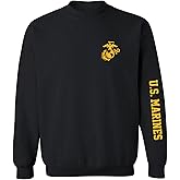 zerogravitee U.S. Marines Gold Sleeve Print Crewneck Sweatshirt