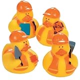 One Dozen (12) Construction Worker Rubber Ducky Party Favors