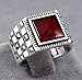 Chimoda Mens Rings Turkish Handmade in 925 Sterling Silver with Red Agate and Marcasite Stones (9)