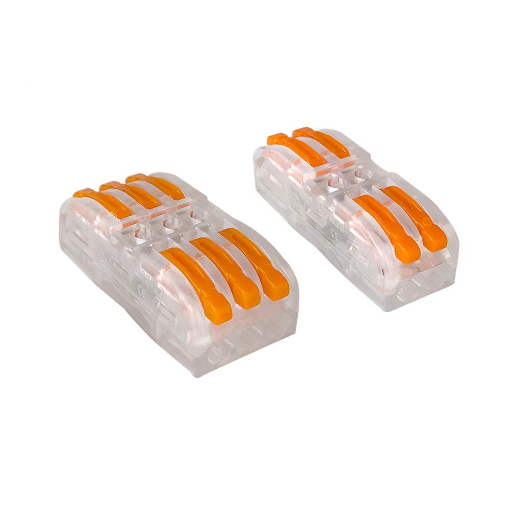Aiqeer 30 Pcs SPL-2/SPL-3 Lever-Nut Wire Connectors Set, Transparent Conductor Compact Wire Connectors, Cable Clamp Terminal Block Quick Spring Connector