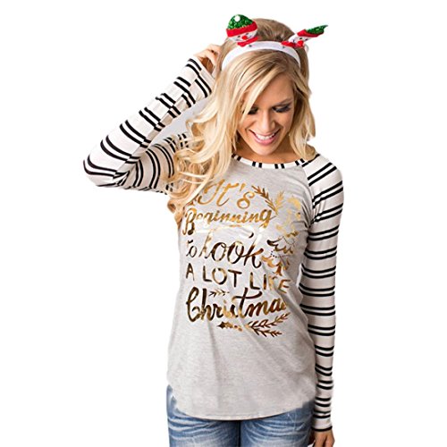 Baseball T-Shirt ,BeautyVa Womens Fashion Sexy Long Sleeve Striped Joyful Long Sleeve Baseball T-Shirt (L3, D)